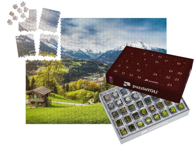 Adventní kalendář „Panoramatický pohled na masiv Watzmann, Bavorsko, Německo“