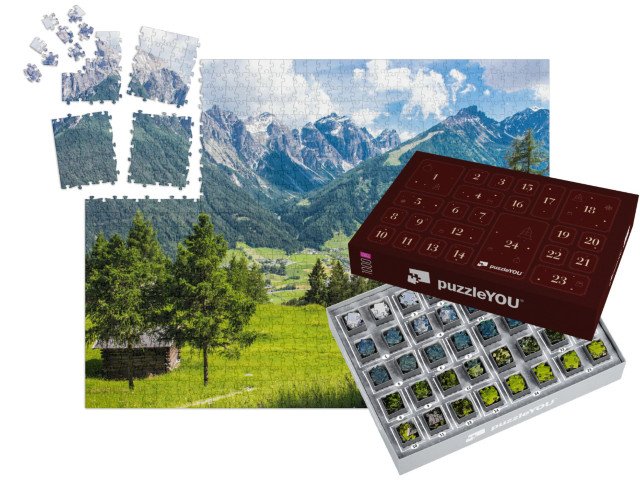 Adventní kalendář „Panoramatický pohled na údolí Stubai, Tyrolsko, Rakousko“