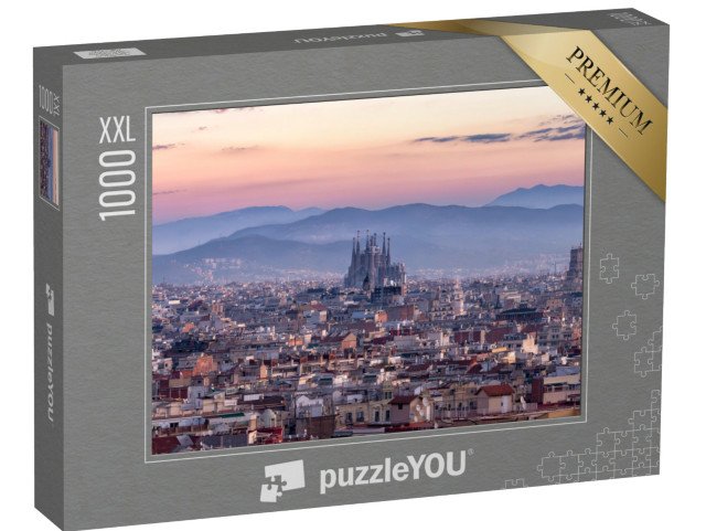 puzzle 1000 dílků XXL „Panoramatický výhled na chrám Sagrada Família a Barcelonu, Španělsko“
