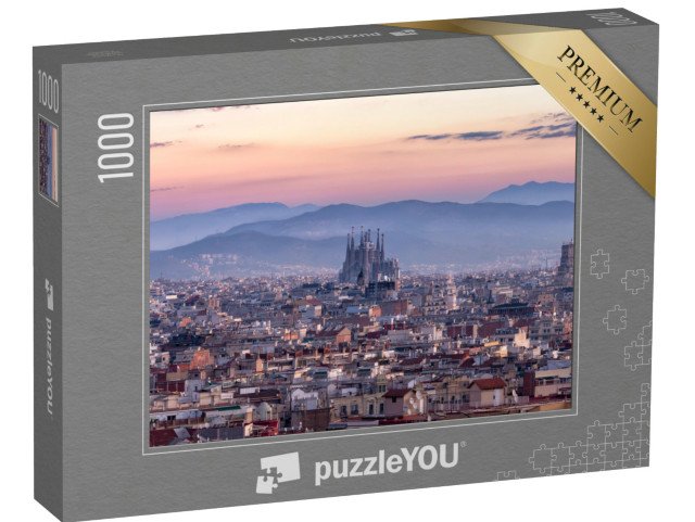 puzzle 1000 dílků „Panoramatický výhled na chrám Sagrada Família a Barcelonu, Španělsko“