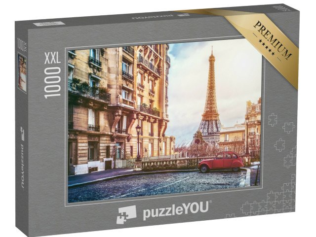 puzzle 1000 dílků XXL „Pařížská ulice s výhledem na slavnou Eiffelovu věž, Francie“