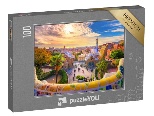 puzzle 100 dílků „Pohled na Barcelonu z parku Güell v Barceloně, Španělsko“