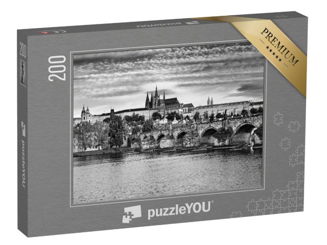 puzzle 200 dílků „Pohled na centrum Prahy s Hradčany a Karlovým mostem, Česká republika“
