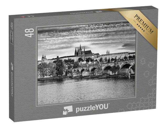 puzzle 48 dílků „Pohled na centrum Prahy s Hradčany a Karlovým mostem, Česká republika“