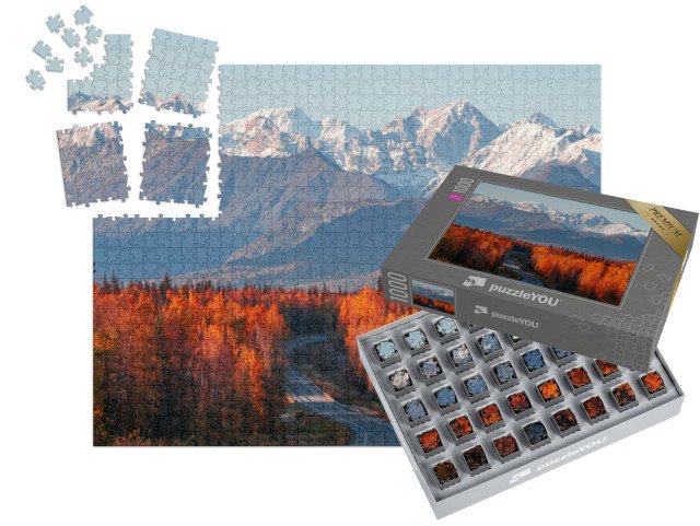 SMART SORTED® | Puzzle 1000 dílků „Pohled na Denali, horu Foraker a Aljašské pohoří z dálnice Parks Highway“