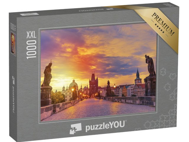 puzzle 1000 dílků XXL „Pohled na Karlův most při západu slunce, Praha, Česká republika“