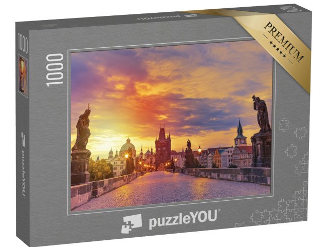 puzzle 1000 dílků „Pohled na Karlův most při západu slunce, Praha, Česká republika“
