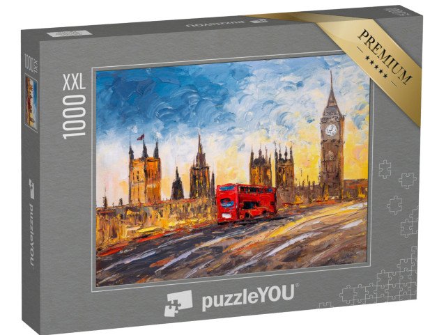 puzzle 1000 dílků XXL „Pohled na Londýn, olejomalba, Anglie“