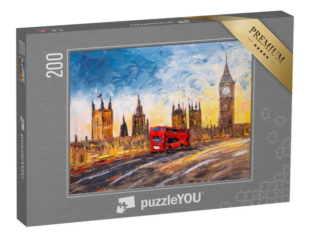 puzzle 200 dílků „Pohled na Londýn, olejomalba, Anglie“