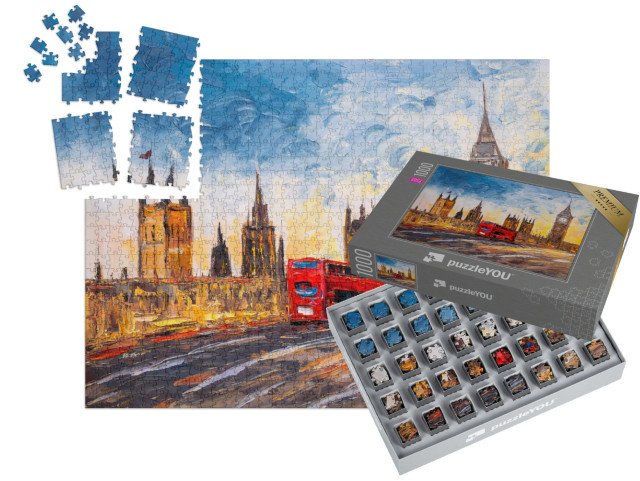 SMART SORTED® | Puzzle 1000 dílků „Pohled na Londýn, olejomalba, Anglie“