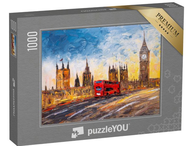 puzzle 1000 dílků „Pohled na Londýn, olejomalba, Anglie“