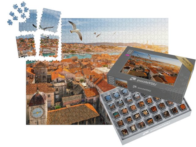 SMART SORTED® | Puzzle 1000 dílků „Pohled na město Trogir s racky, Chorvatsko“