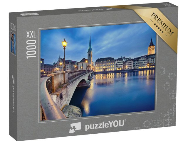 puzzle 1000 dílků XXL „Pohled na noční Curych, Švýcarsko“
