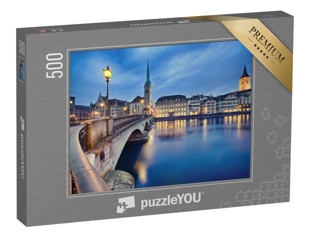 puzzle 500 dílků „Pohled na noční Curych, Švýcarsko“