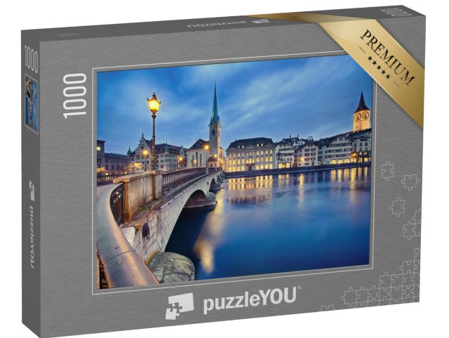 puzzle 1000 dílků „Pohled na noční Curych, Švýcarsko“