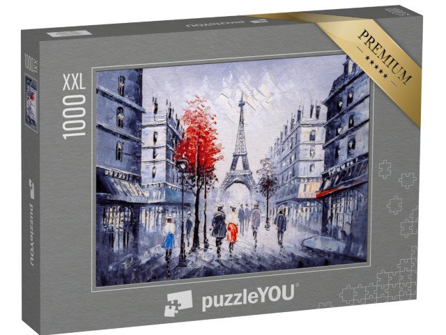 puzzle 1000 dílků XXL „Pohled na Paříž jako olejomalba, Francie“