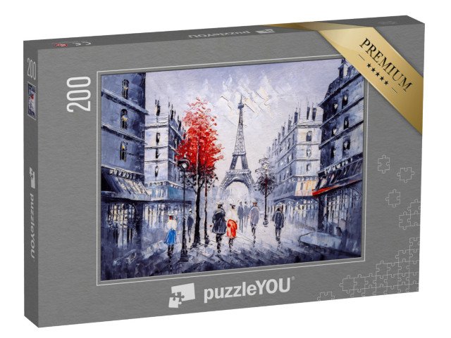 puzzle 200 dílků „Pohled na Paříž jako olejomalba, Francie“
