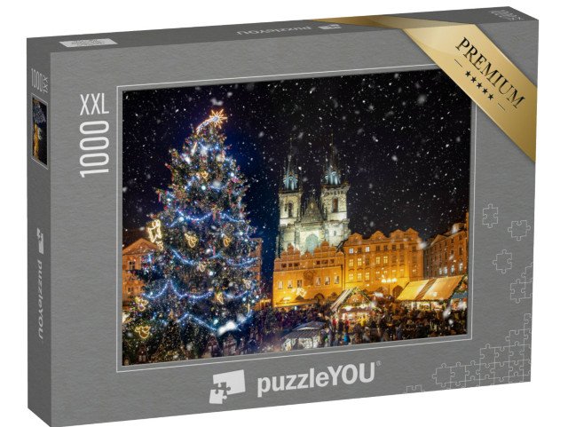 puzzle 1000 dílků XXL „Pohled na Staroměstské náměstí s vánočními trhy, Praha, Česká republika“