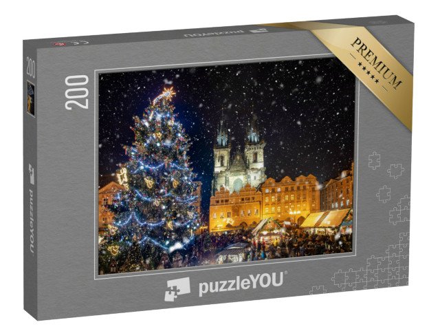 puzzle 200 dílků „Pohled na Staroměstské náměstí s vánočními trhy, Praha, Česká republika“
