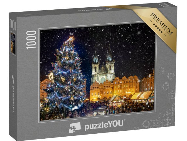 puzzle 1000 dílků „Pohled na Staroměstské náměstí s vánočními trhy, Praha, Česká republika“