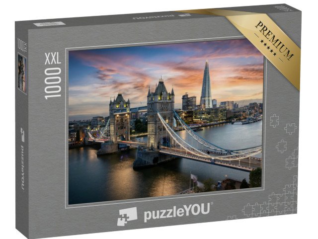 puzzle 1000 dílků XXL „Pohled na večerní osvětlení mostu Tower Bridge, Londýn, Anglie“