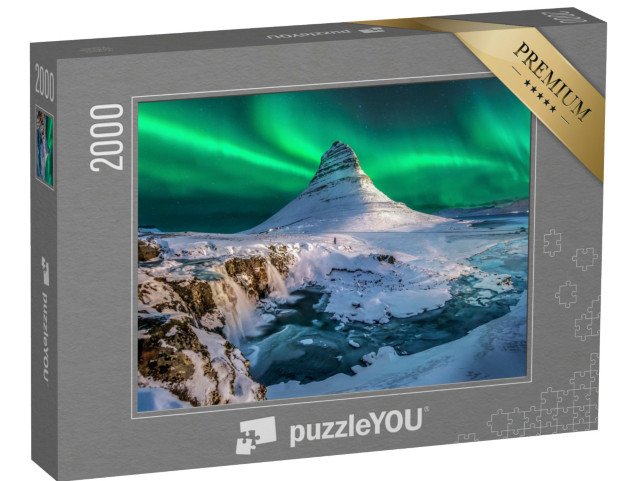 puzzle 2000 dílků „Polární záře nad horou Kirkjufell, Island“