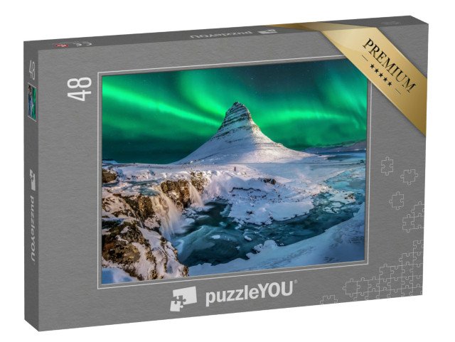 puzzle 48 dílků „Polární záře nad horou Kirkjufell, Island“