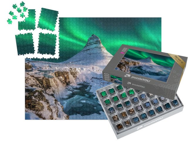 SMART SORTED® | Puzzle 1000 dílků „Polární záře nad horou Kirkjufell, Island“