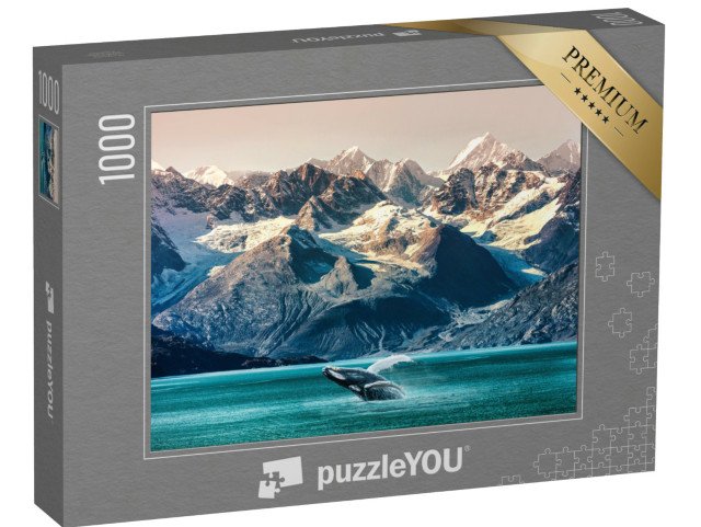 puzzle 1000 dílků „Pozorování velryb, výlet lodí podél pobřeží Aljašky“