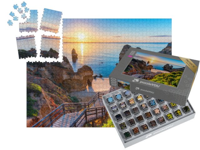 SMART SORTED® | Puzzle 1000 dílků „Praia do Camilo, modrá pláž v Algarve, Portugalsko“