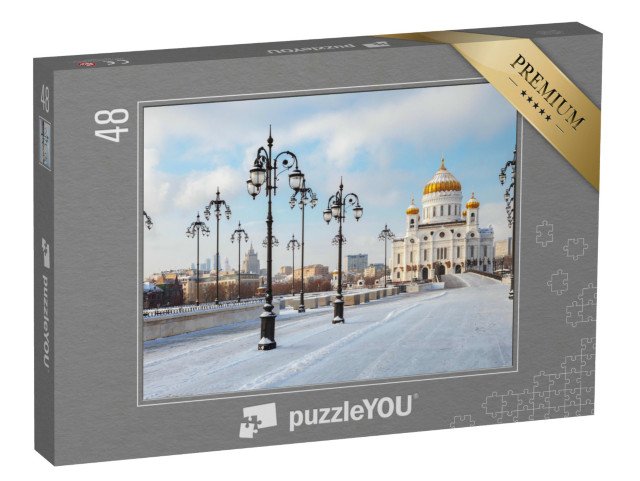 puzzle 48 dílků „Pravoslavný kostel v zimní Moskvě, Rusko“