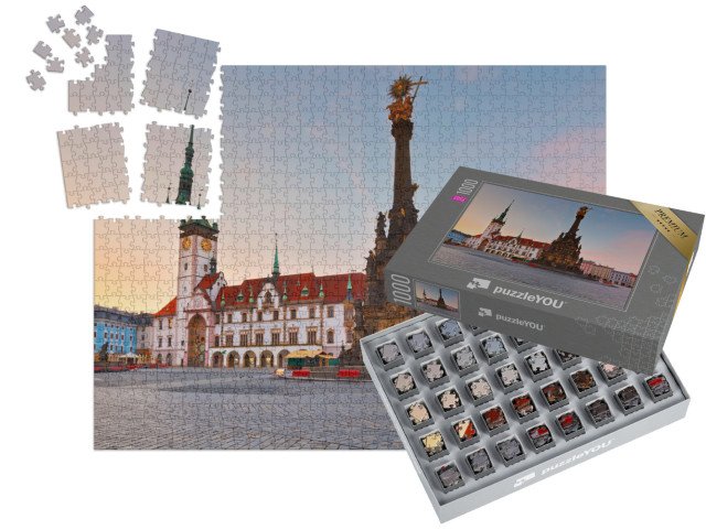 SMART SORTED® | Puzzle 1000 dílků „Radnice a sloup Nejsvětější Trojice, Olomouc, Česká republika“