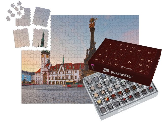 Adventní kalendář „Radnice a sloup Nejsvětější Trojice, Olomouc, Česká republika“