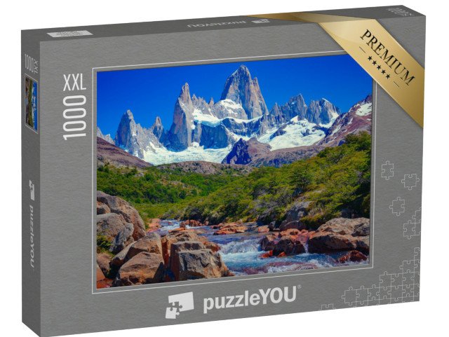 puzzle 1000 dílků XXL „Řeka v El Chaltén a hora Fitz Roy v jižních patagonských Andách“