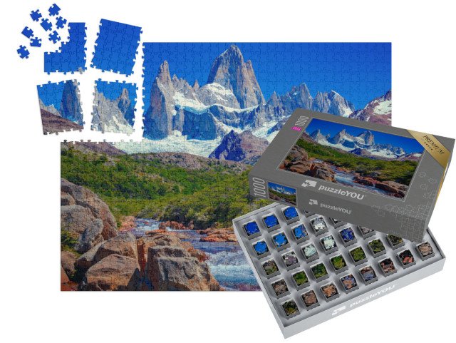 SMART SORTED® | Puzzle 1000 dílků „Řeka v El Chaltén a hora Fitz Roy v jižních patagonských Andách“