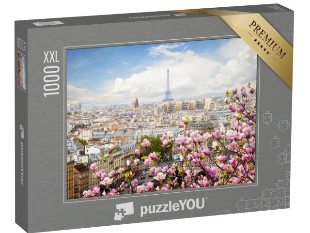 puzzle 1000 dílků XXL „Rozkvetlé magnólie nad Paříží, Francie“