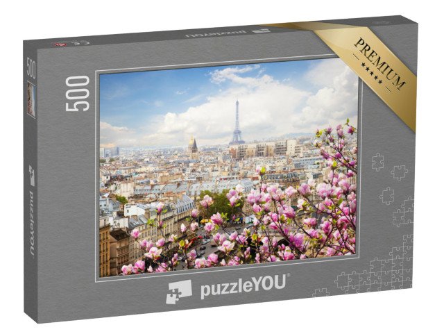 puzzle 500 dílků „Rozkvetlé magnólie nad Paříží, Francie“