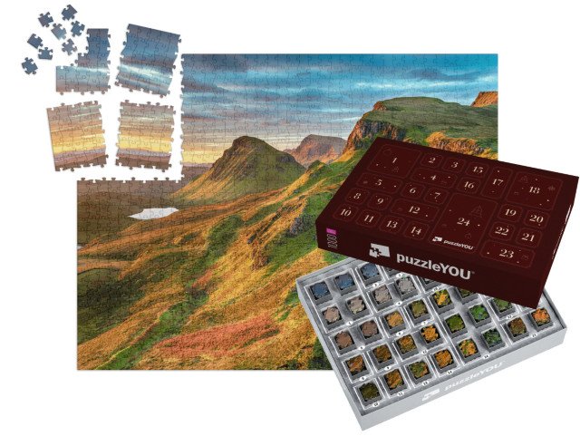Adventní kalendář „Skalní útvary v Quiraingu, ostrov Skye, Skotsko“