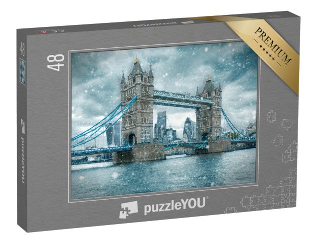 puzzle 48 dílků „Sněhová bouře na Tower Bridge, Londýn, Anglie“