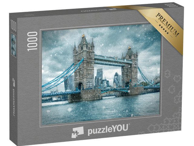 puzzle 1000 dílků „Sněhová bouře na Tower Bridge, Londýn, Anglie“