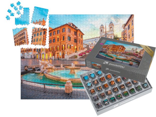 SMART SORTED® | Puzzle 1000 dílků „Španělské schody ráno, Řím, Itálie“