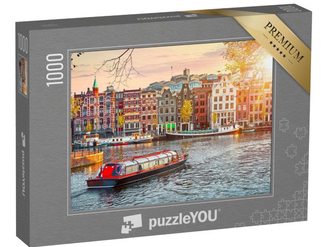puzzle 1000 dílků „Staré budovy v Amsterdamu, Holandsko“