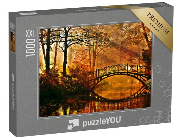 puzzle 1000 dílků XXL „Starý most v podzimním mlžném parku“