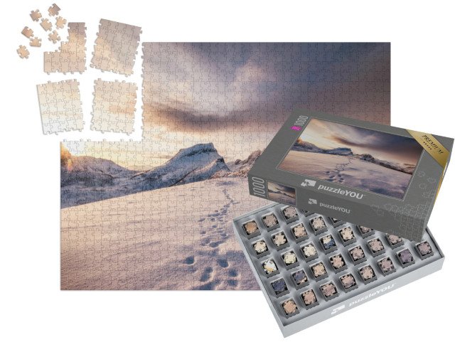 SMART SORTED® | Puzzle 1000 dílků „Stopy ve sněhu při východu slunce v horách“