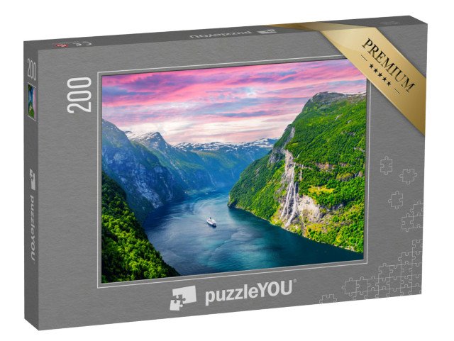 puzzle 200 dílků „Sunnylvsfjord a vodopády Sedmi sester, Norsko“
