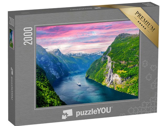 puzzle 2000 dílků „Sunnylvsfjord a vodopády Sedmi sester, Norsko“