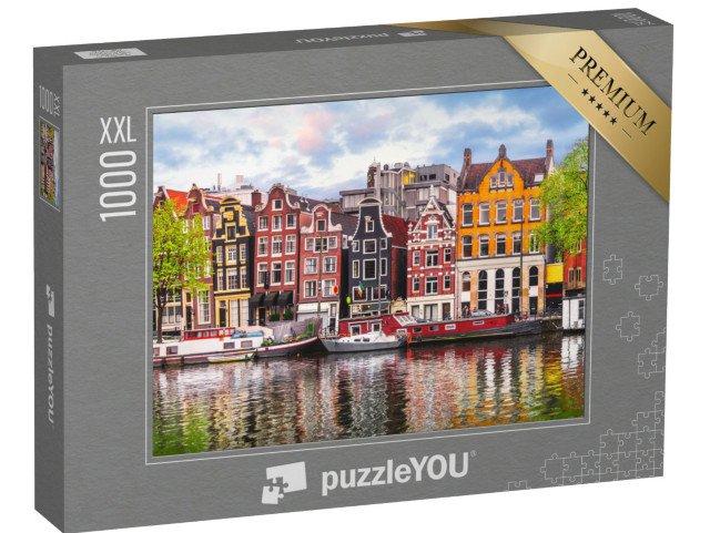 puzzle 1000 dílků XXL „Tančící domy na Amstelu, Amsterdam, Holandsko“