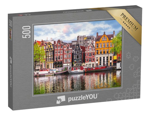puzzle 500 dílků „Tančící domy na Amstelu, Amsterdam, Holandsko“