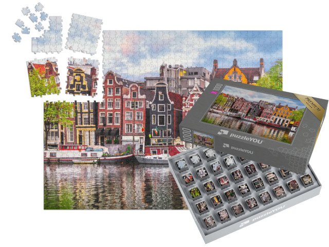SMART SORTED® | Puzzle 1000 dílků „Tančící domy na Amstelu, Amsterdam, Holandsko“