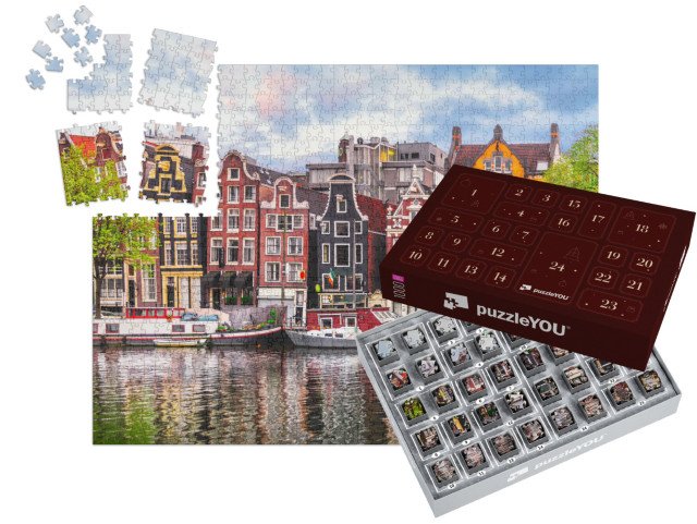 Adventní kalendář „Tančící domy na Amstelu, Amsterdam, Holandsko“